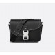 Small Saddle Messenger Bag with Flap Black Grained Calfskin 19.5 x 13 x 4.3cm