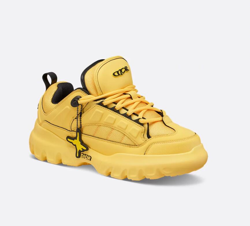 DIOR AND LEWIS HAMILTON Dior Snow Derby Shoe LIMITED AND NUMBERED EDITION Yellow Technical Mesh and Yellow Leather-Effect Technical Fabric