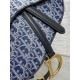 Saddle Bag with Strap Blue Denim Dior Oblique Jacquard Size 25.5*6.5*20cm