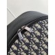 Saddle Zip Backpack Beige and Black Dior Oblique Jacquard with Black Grained Calfskin