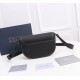 Small Saddle Messenger Bag with Flap Black Grained Calfskin 19.5 x 13 x 4.3cm