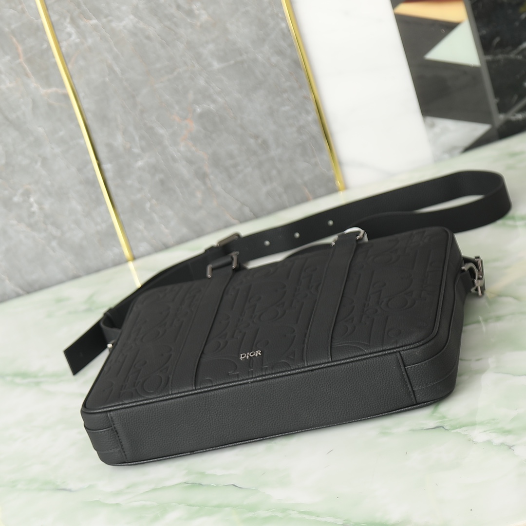 Zipped Briefcase Black Dior Gravity Leather and Black Grained Calfskin 37x28x6cm