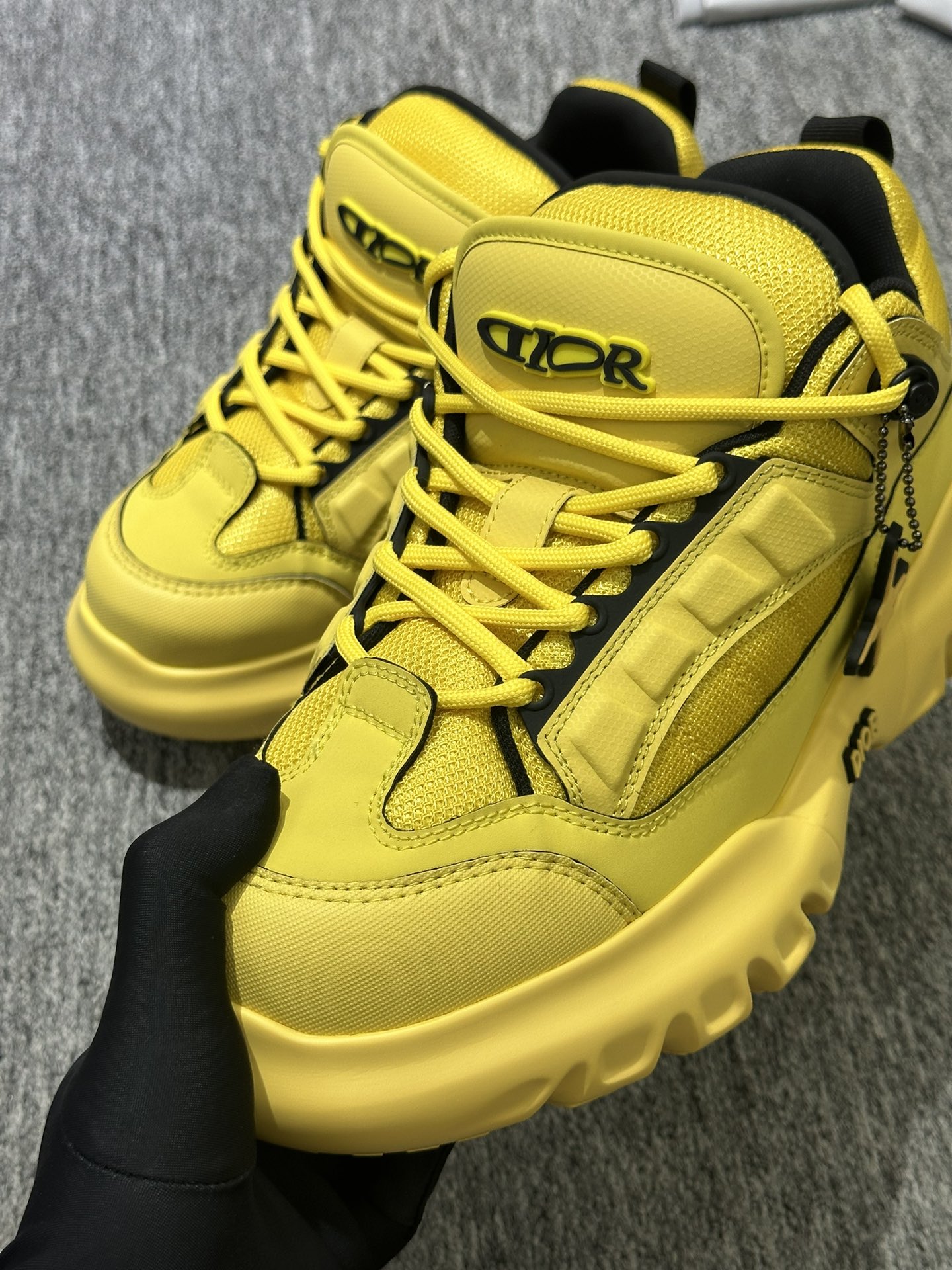 DIOR AND LEWIS HAMILTON Dior Snow Derby Shoe LIMITED AND NUMBERED EDITION Yellow Technical Mesh and Yellow Leather-Effect Technical Fabric