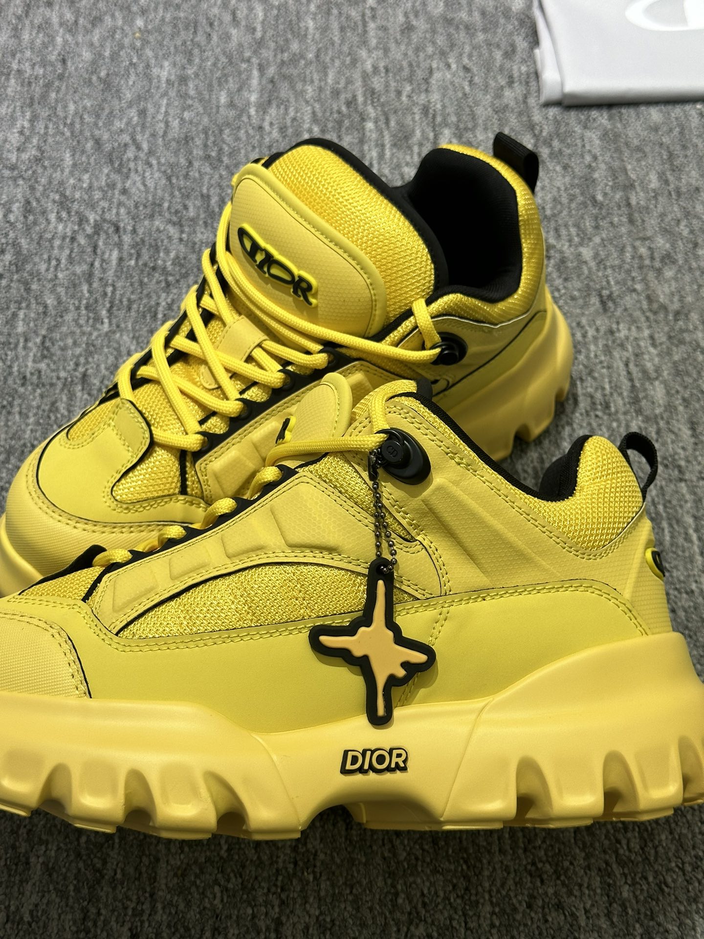 DIOR AND LEWIS HAMILTON Dior Snow Derby Shoe LIMITED AND NUMBERED EDITION Yellow Technical Mesh and Yellow Leather-Effect Technical Fabric