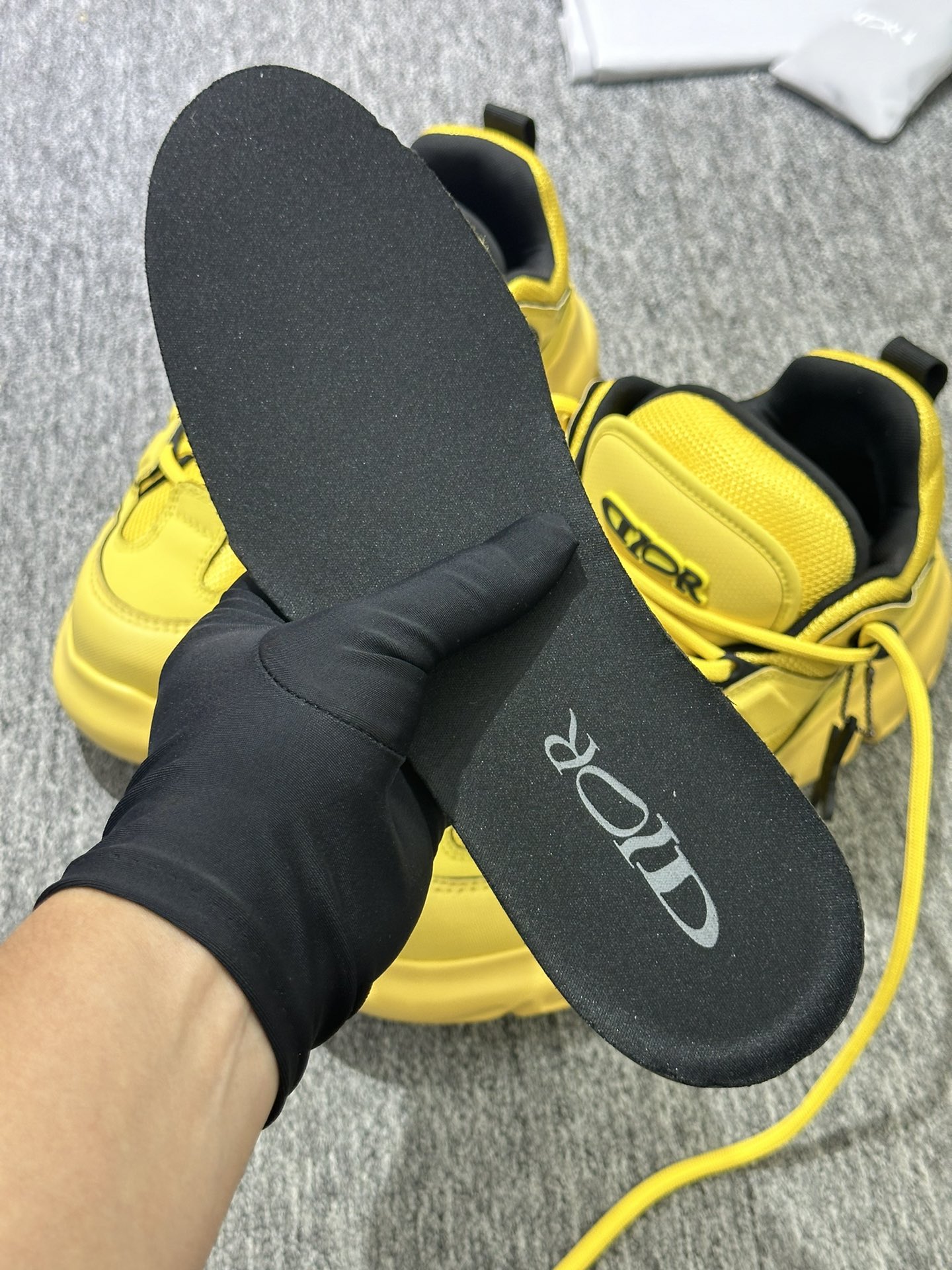 DIOR AND LEWIS HAMILTON Dior Snow Derby Shoe LIMITED AND NUMBERED EDITION Yellow Technical Mesh and Yellow Leather-Effect Technical Fabric