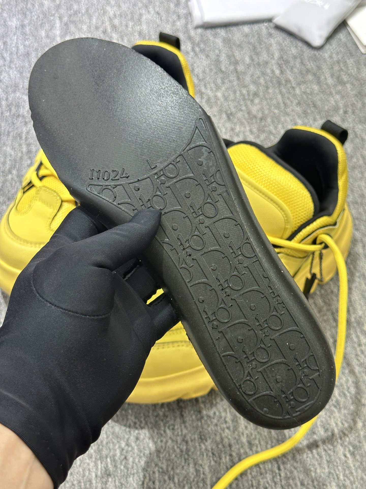 DIOR AND LEWIS HAMILTON Dior Snow Derby Shoe LIMITED AND NUMBERED EDITION Yellow Technical Mesh and Yellow Leather-Effect Technical Fabric