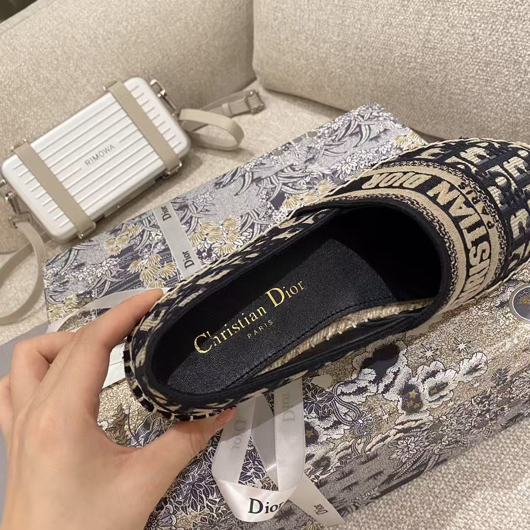 Dior Granville Espadrille   Deep Blue Dior Oblique Embroidered Cotton