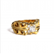 CHROME HEARTS 22K GOLD DOUBLE FLORAL RING WITH 5 DIAMONDS