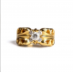 CHROME HEARTS 22K GOLD DOUBLE FLORAL RING WITH 5 DIAMONDS