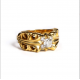 CHROME HEARTS 22K GOLD K&T RING WITH 5 DIAMONDS