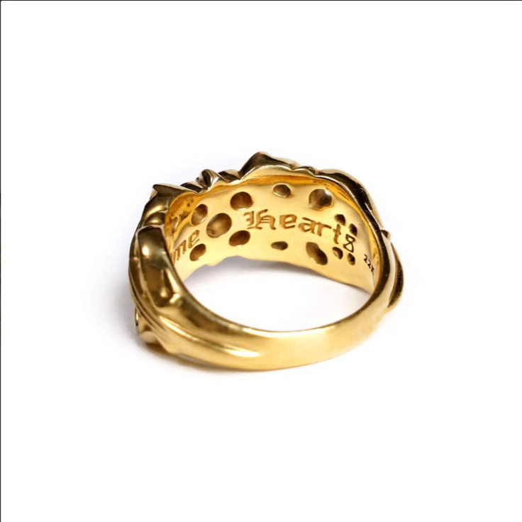 CHROME HEARTS 22K GOLD K&T RING WITH 5 DIAMONDS