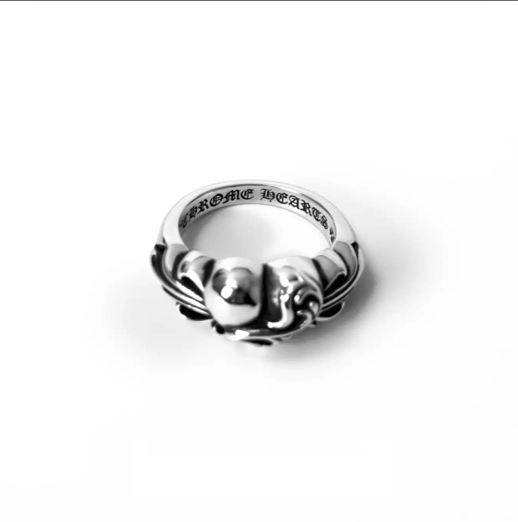 CHROME HEARTS FLORAL CROSS HEART RING