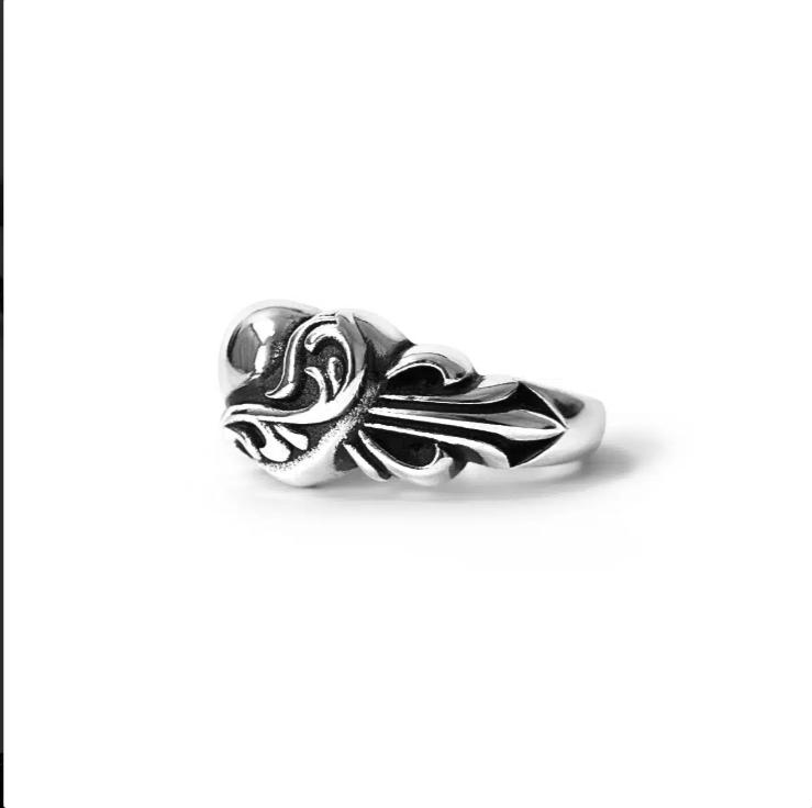 CHROME HEARTS FLORAL CROSS HEART RING