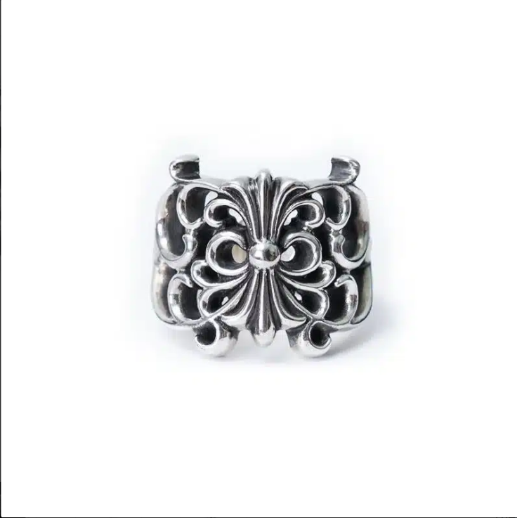 CHROME HEARTS BUTTERFLY FLORAL CROSS RING