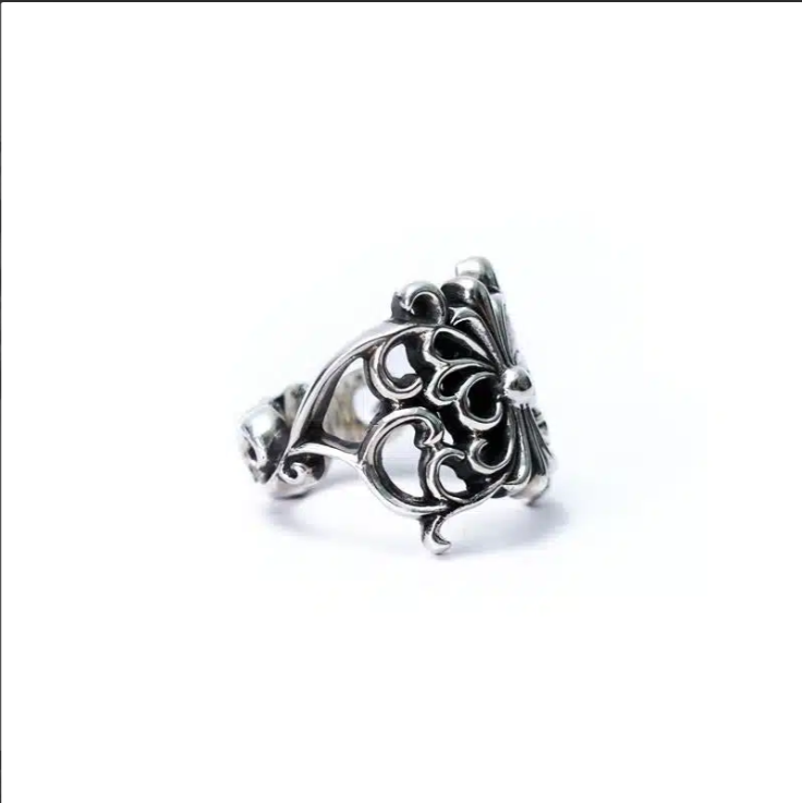 CHROME HEARTS BUTTERFLY FLORAL CROSS RING