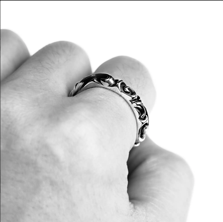 CHROME HEARTS SCROLL BAND RING