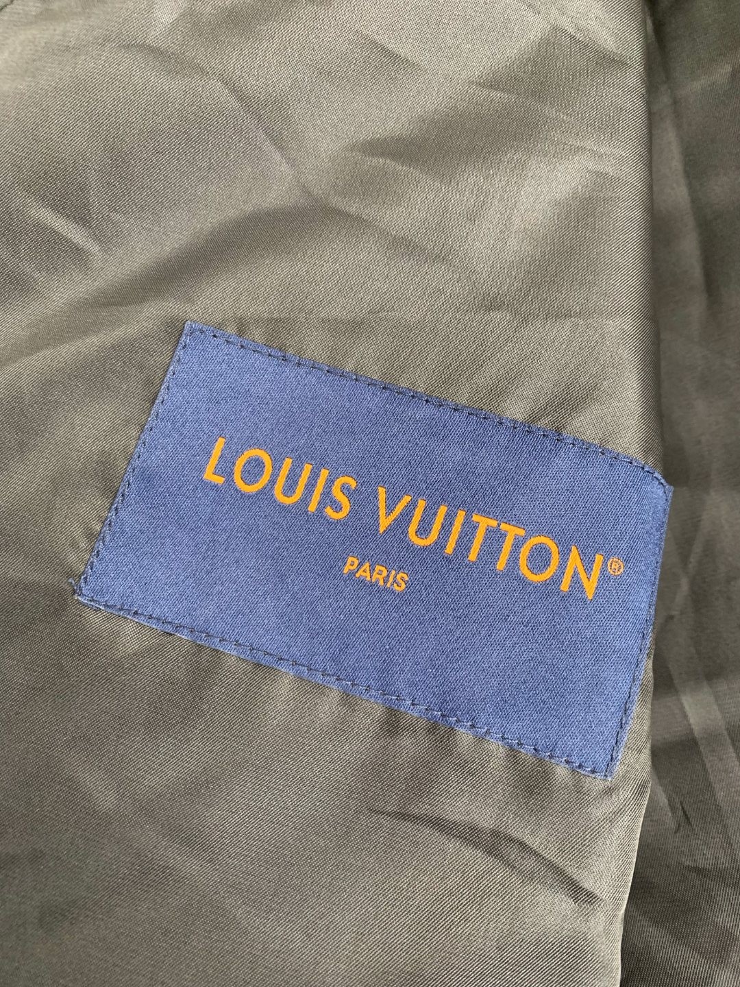 Louis Vuitton Faux leather patchwork sl eeve baseball uniform