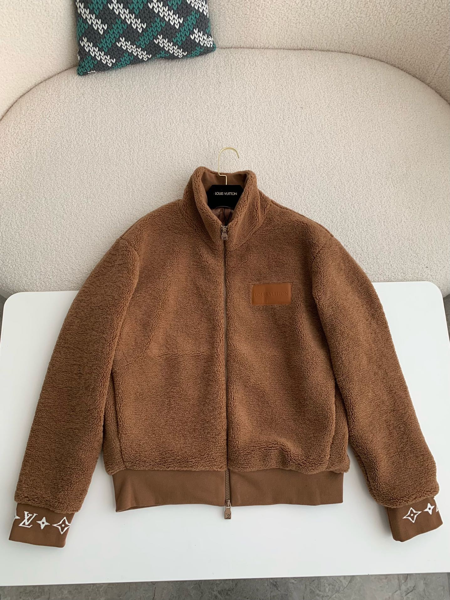 Louis Vuitton Jacquard vertical collar zi pper fleece jacket