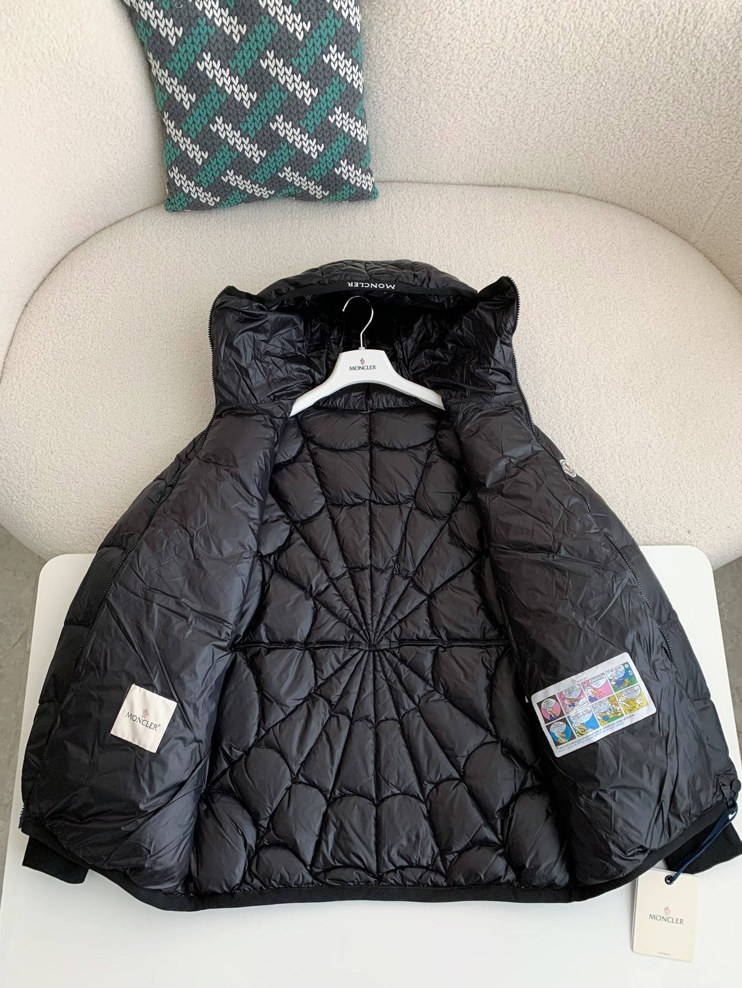 Moncler FW22 Spider-Man Zip Hooded Down Jacket