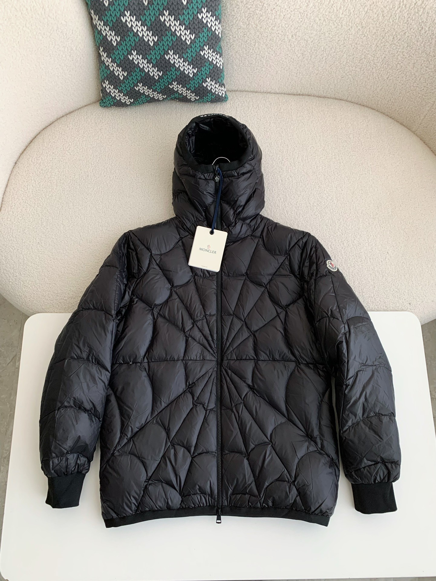 Moncler FW22 Spider-Man Zip Hooded Down Jacket