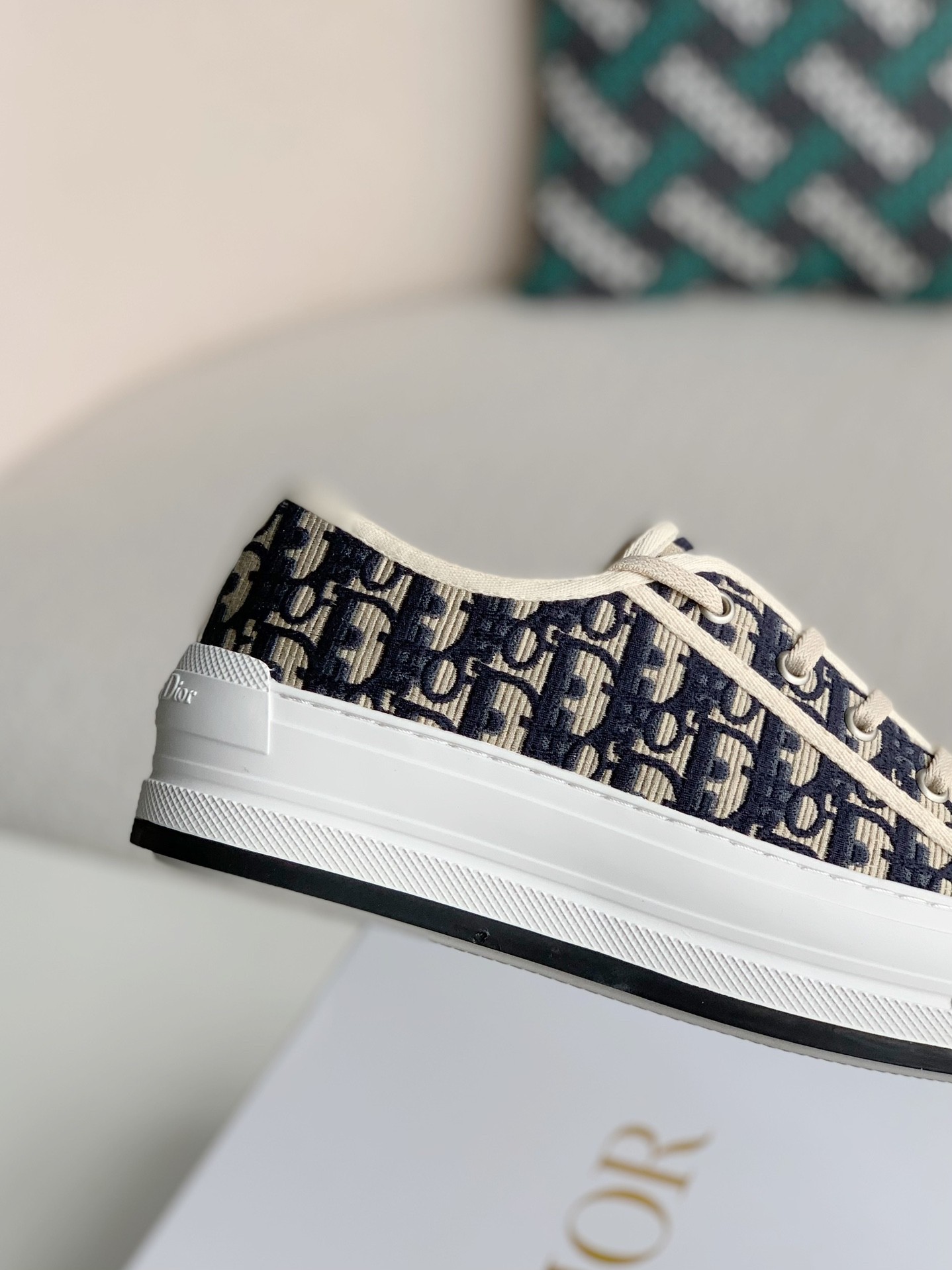 Walk'n'Dior Platform Sneaker  Stonewashed-Effect Cotton Denim Embroidered with Dior Oblique Motif