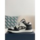 Dior B57 Mid-Top Sneaker Black and White Smooth Calfskin with Beige and Black Dior Oblique Jacquard