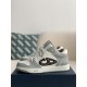 B57 Mid-Top Sneaker Gray and White Smooth Calfskin with Beige and Black Dior Oblique Jacquard