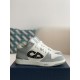 B57 Mid-Top Sneaker Gray and White Smooth Calfskin with Beige and Black Dior Oblique Jacquard