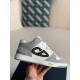 B57 Mid-Top Sneaker Gray and White Smooth Calfskin with Beige and Black Dior Oblique Jacquard