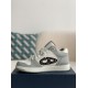 B57 Mid-Top Sneaker Gray and White Smooth Calfskin with Beige and Black Dior Oblique Jacquard