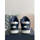 B57 Mid-Top Sneaker Navy Blue and White Smooth Calfskin with Beige and Black Dior Oblique Jacquard