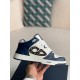 B57 Mid-Top Sneaker Navy Blue and White Smooth Calfskin with Beige and Black Dior Oblique Jacquard