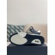 B57 Mid-Top Sneaker Navy Blue and White Smooth Calfskin with Beige and Black Dior Oblique Jacquard