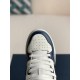 B57 Mid-Top Sneaker Navy Blue and White Smooth Calfskin with Beige and Black Dior Oblique Jacquard