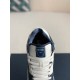 B57 Mid-Top Sneaker Navy Blue and White Smooth Calfskin with Beige and Black Dior Oblique Jacquard