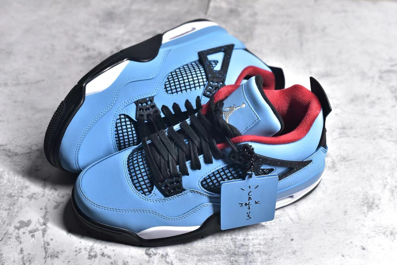 Jordan Air Jordan 4 retro collaboration ice blue wear-resistant non-slip mid-top