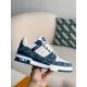 LOUIS VUITTON TRAINER 1A8FN8 Sneakers Louis Vuitton Blue/White Leather and Denim LV Trainer Sneakers