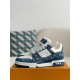 LOUIS VUITTON TRAINER 1A8FN8 Sneakers Louis Vuitton Blue/White Leather and Denim LV Trainer Sneakers