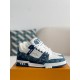 LOUIS VUITTON TRAINER 1A8FN8 Sneakers Louis Vuitton Blue/White Leather and Denim LV Trainer Sneakers