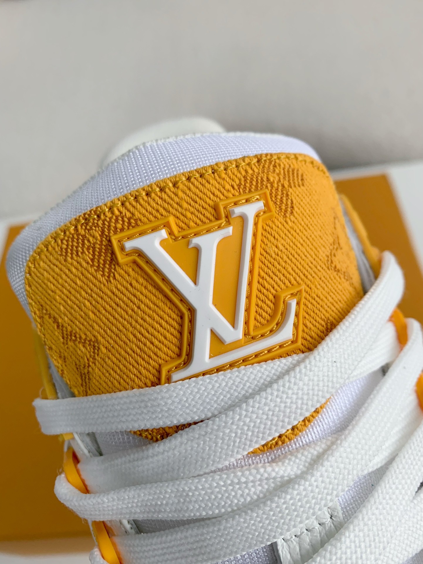 LOUIS VUITTON TRAINER 1A8FN8 Sneakers  Yellow /White  Leather and Denim LV Trainer Sneakers