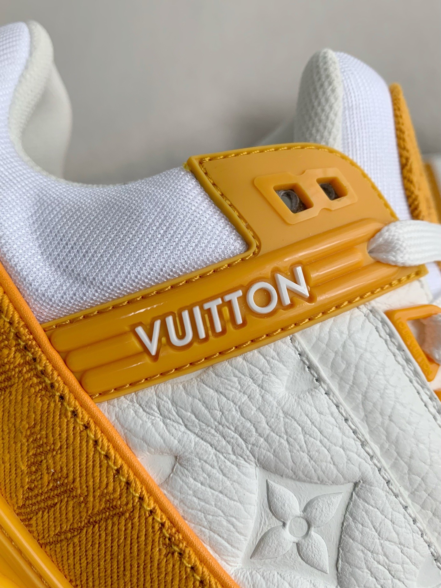 LOUIS VUITTON TRAINER 1A8FN8 Sneakers  Yellow /White  Leather and Denim LV Trainer Sneakers