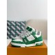 LOUIS VUITTON TRAINER 1A8FN8 Sneakers Green /White  Leather and Denim LV Trainer Sneakers