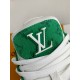 LOUIS VUITTON TRAINER 1A8FN8 Sneakers Green /White  Leather and Denim LV Trainer Sneakers