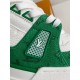 LOUIS VUITTON TRAINER 1A8FN8 Sneakers Green /White  Leather and Denim LV Trainer Sneakers