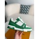 LOUIS VUITTON TRAINER 1A8FN8 Sneakers Green /White  Leather and Denim LV Trainer Sneakers