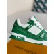 LOUIS VUITTON TRAINER 1A8FN8 Sneakers Green /White  Leather and Denim LV Trainer Sneakers