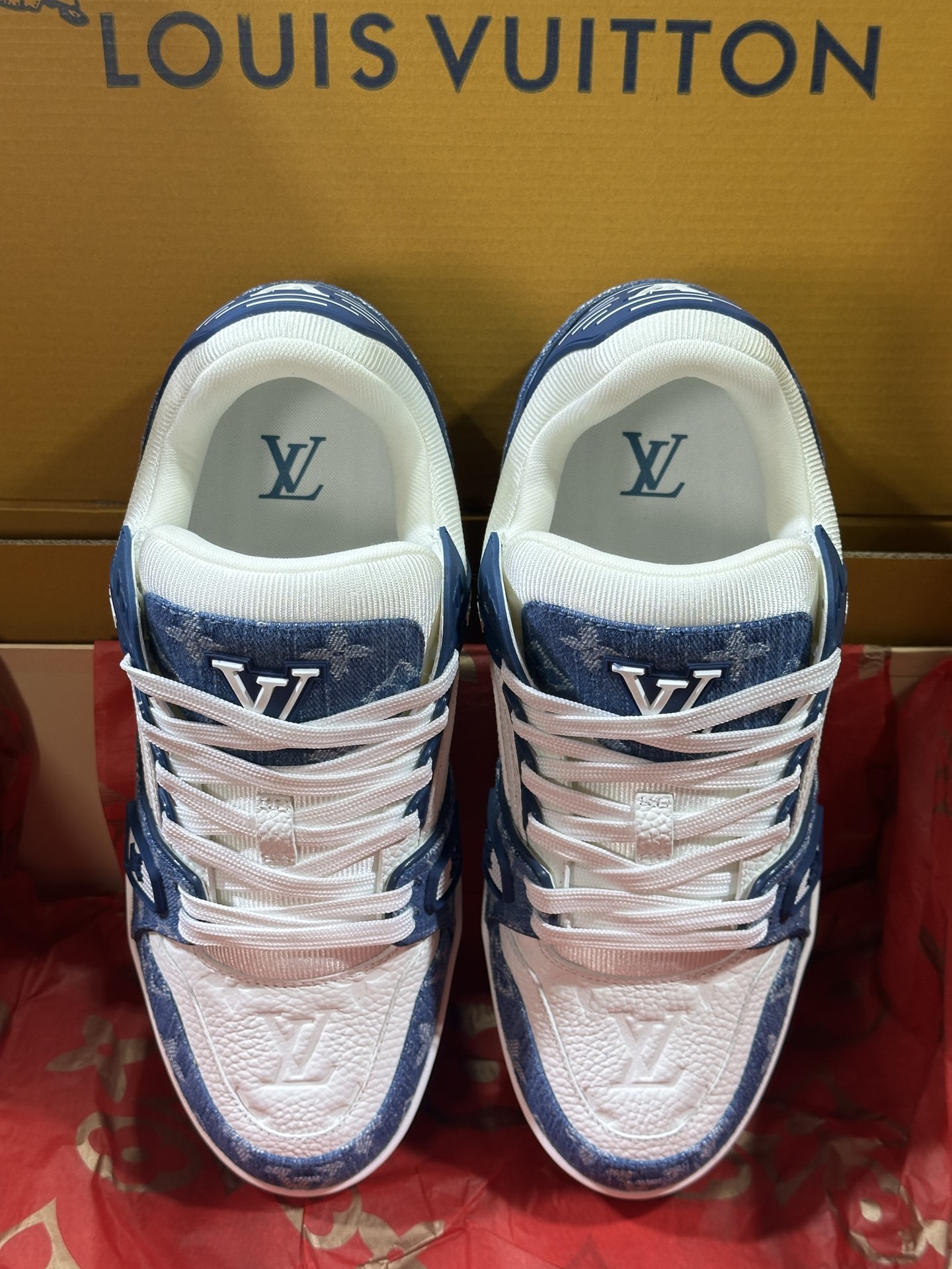 Louis Vuitton LV Trainer Monogram White Blue Denim Sneaker