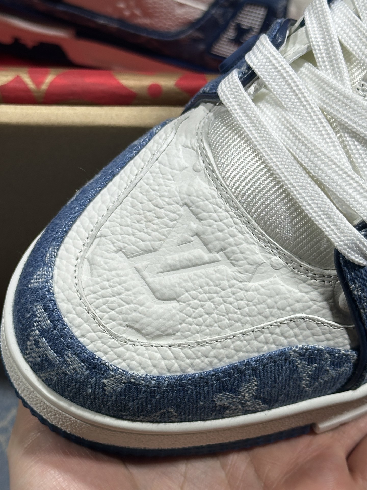 Louis Vuitton LV Trainer Monogram White Blue Denim Sneaker