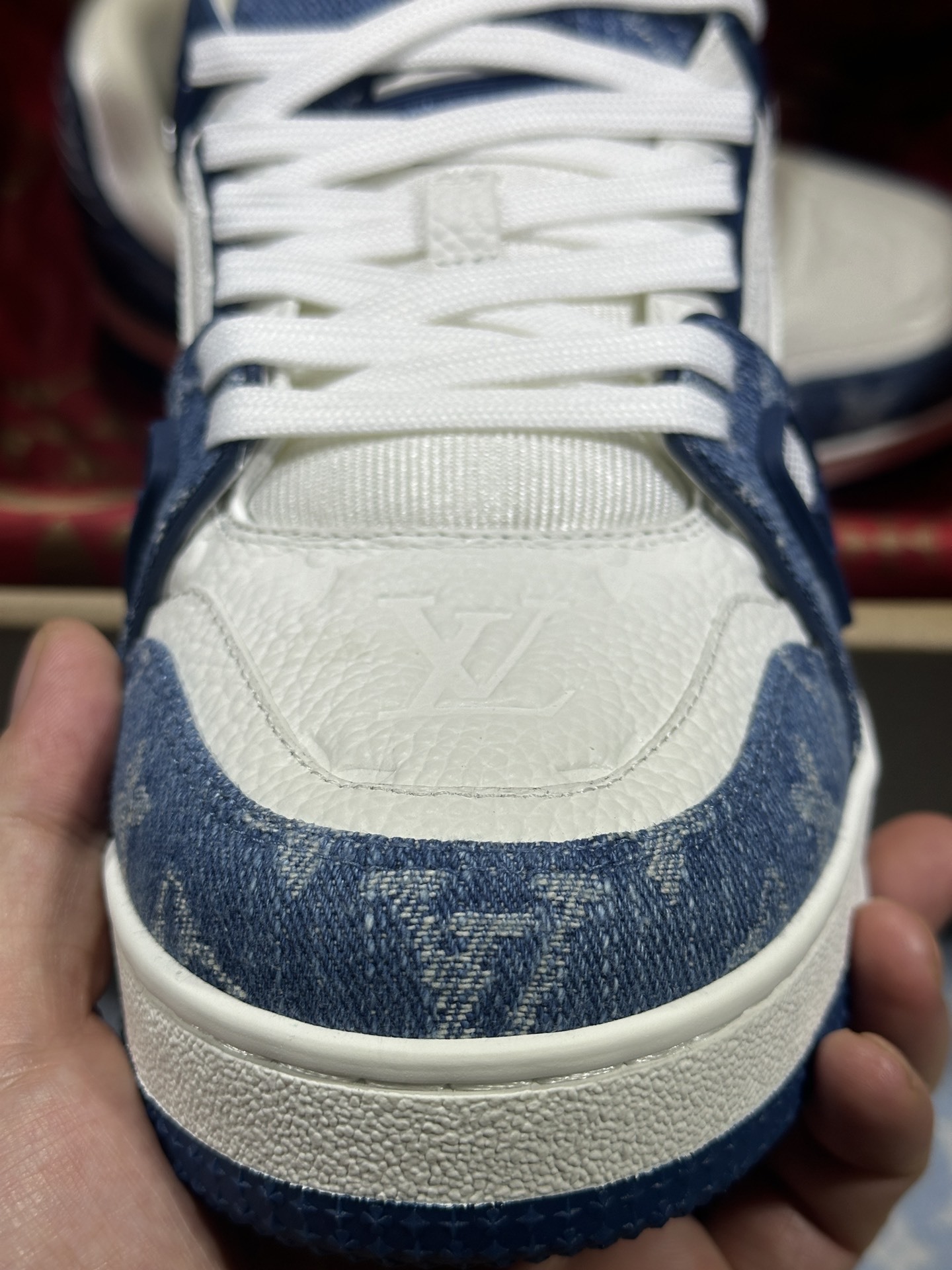 Louis Vuitton LV Trainer Monogram White Blue Denim Sneaker