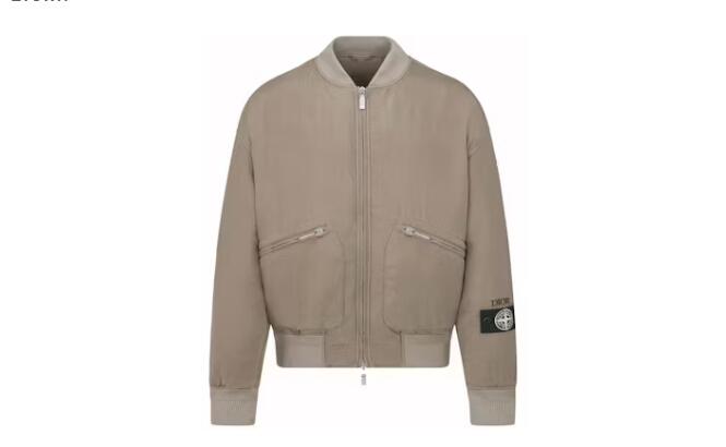 Dior x Stone Island Habotai Silk Blend Bomber Jacket Brown